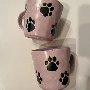 Mugs with Dog Paw Prints (set of 2 / new /‎ mugs/x)